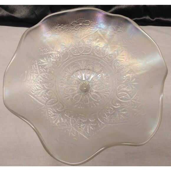 Antique Northwood Hearts and Flowers Iridescent Carnival Pedestal Compote Dish - Picture 10 of 10